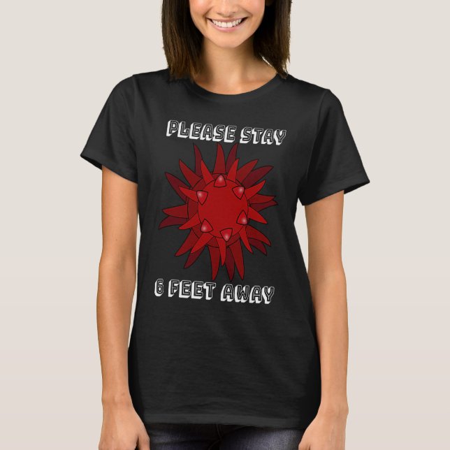 Camiseta Flu Please Stay 6 Feet Away Red Microorganism (Anverso)