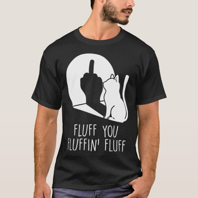 Camiseta Fluff You Cat Middle Finger Waving Cat (Anverso)