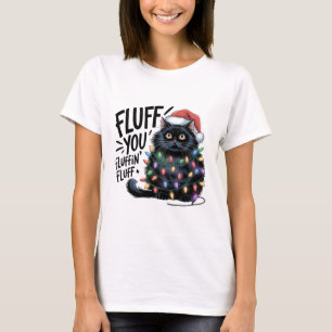 Camiseta "Fluff You", curiosos Navidades negros iluminan