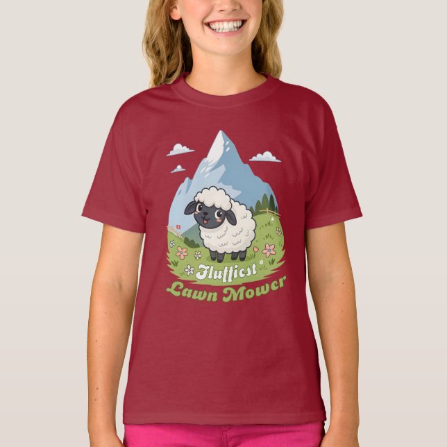 Camiseta Fluffiest Lawn Mower – Adorable Blacknose Sheep (Anverso)
