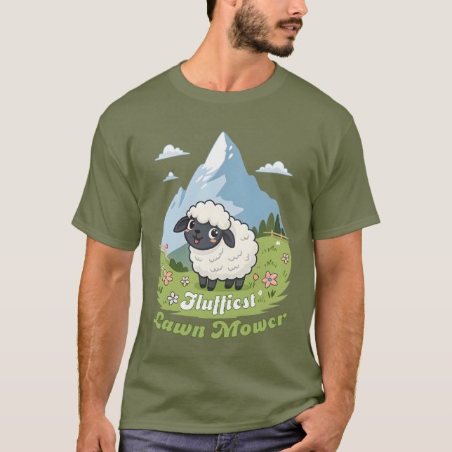 Camiseta Fluffiest Lawn Mower – Adorable Blacknose Sheep (Anverso)