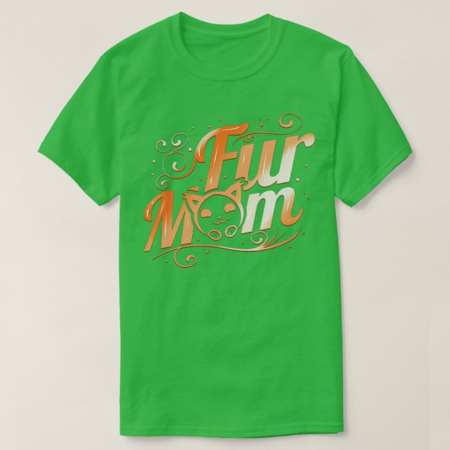 Camiseta Fluffy Cat Fur Mom En Pursday (Diseño del anverso)