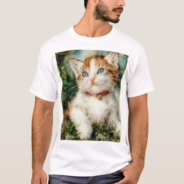 Camiseta Fluffy navidades cat Watercolor (Anverso)