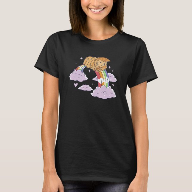 Camiseta Fluffy Rainbow montar en Guinea Cerdo (Anverso)