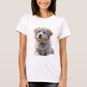 Camiseta Fluffy White and Tan Puppy Portrait