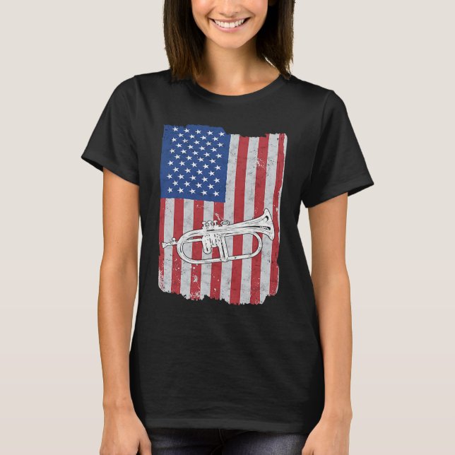 Camiseta Flugelhorn USA Flag Flugelhorn Player (Anverso)