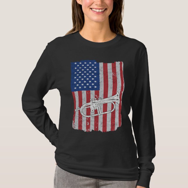 Camiseta Flugelhorn USA Flag Flugelhorn Player (Anverso)