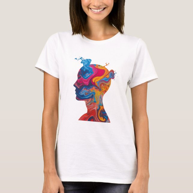 Camiseta Fluid Paint Waves & Abstract Head – Women’s Basic  (Anverso)
