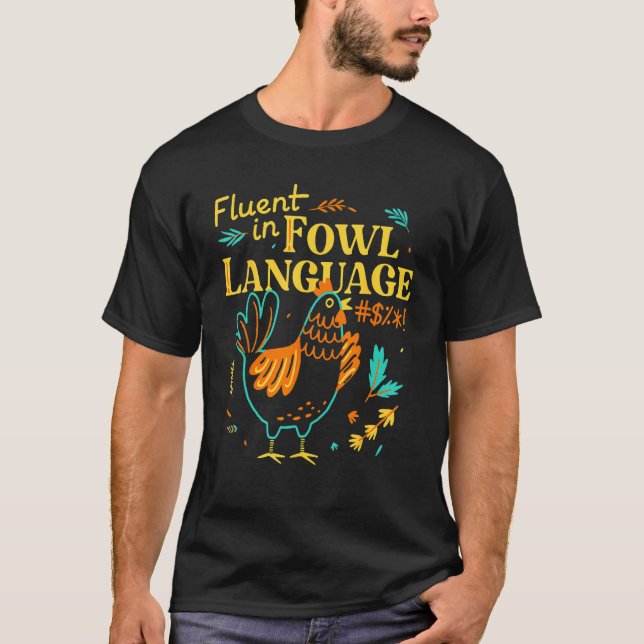 Camiseta Fluido en lenguaje aviar   Pollo (Anverso)