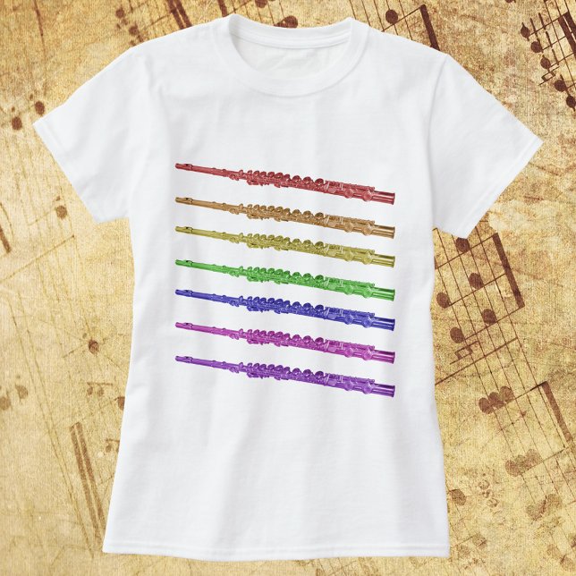 Camiseta Fluidos arcoiris (A tshirt with a rainbow pattern of flutes)