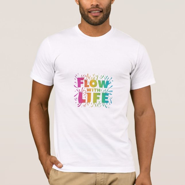 Camiseta "Flujo con vida" en multicolor (Anverso)