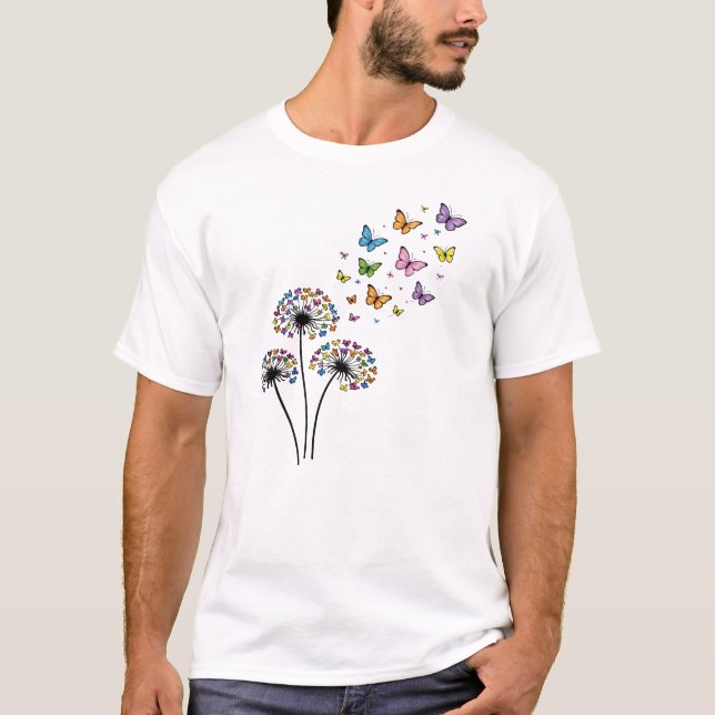Camiseta Flujo de mariposas de diente de león (Anverso)