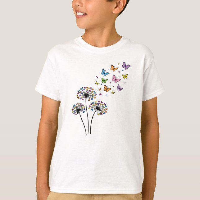 Camiseta Flujo de mariposas de diente de león (Anverso)