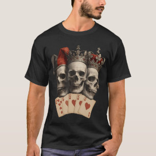 Camiseta Flujo Real de Cráneo Joker Rey Reina Corazones