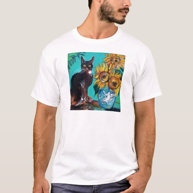 CAMISETA FLUJOS CON CAT EN TURQUÍA AZUL (Anverso)