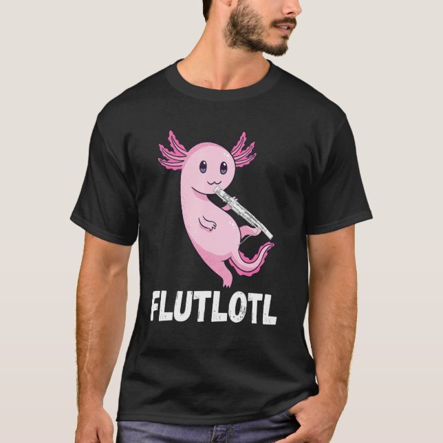Camiseta Flute Axolotl Flute Player Music Instrument Flute  (Anverso)