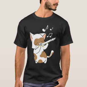 Camiseta Flute Cat Flute Player Flutist Marcha Banda Música