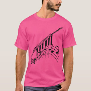 Camiseta Flute de diseño de notas musicales