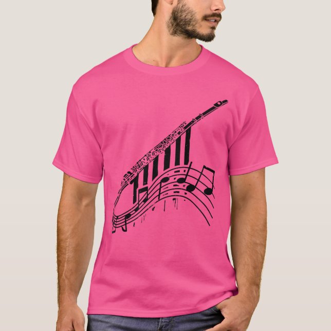 Camiseta Flute de diseño de notas musicales (Anverso)
