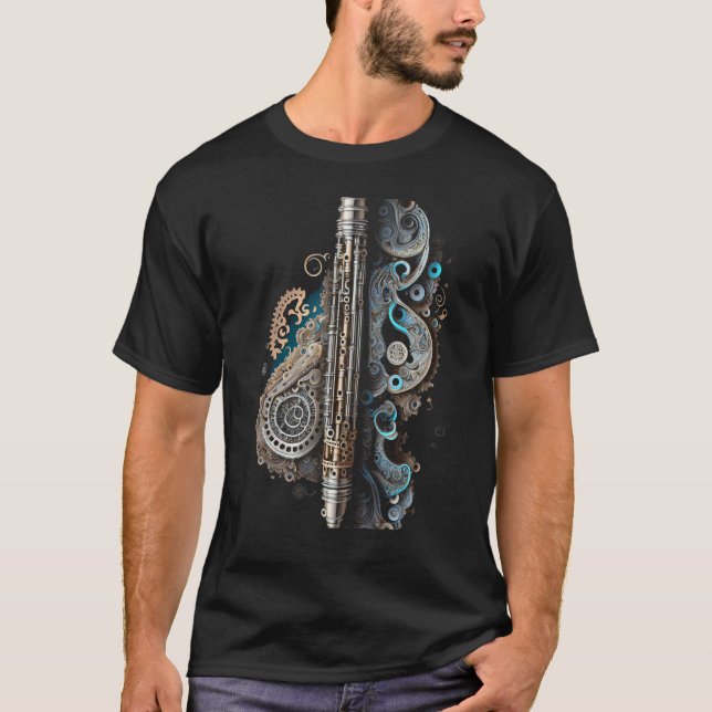 Camiseta Flute music instrument Graphic steampunk (Anverso)