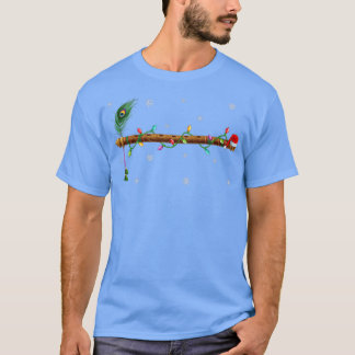 Camiseta Flute Music Xmas Lighting Mating Santa Hat Flute