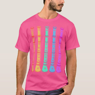 Camiseta Flutes coloridas Fluido de instrumentos musicales