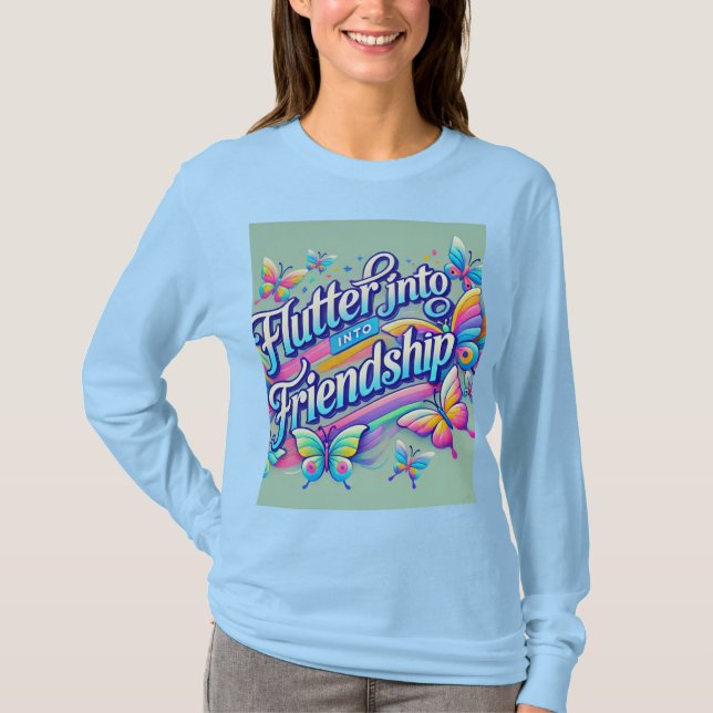 Camiseta "Flutter to Friendship" Diseñado con manga larga (Anverso)