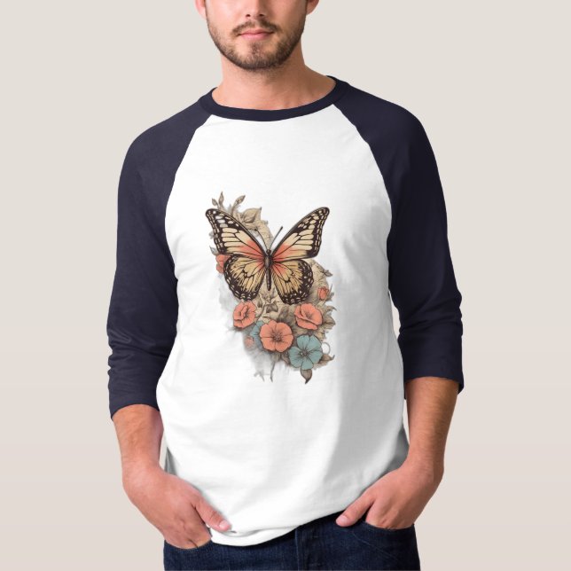 Camiseta Flutter vintage: mariposa retro (Anverso)