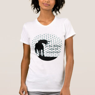 Camiseta Fluyendo Unicornio (negro y verde azulado/En mi de