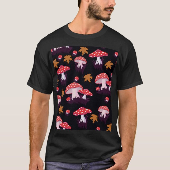 Camiseta Fly agaric, hojas de arce impresas (Anverso)