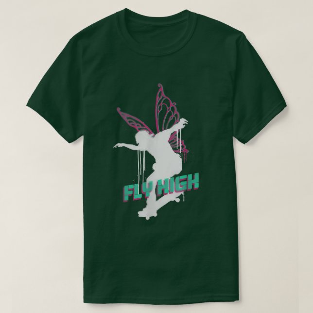 Camiseta Fly High Spray Paint Fairy Skateboarding Ac (Diseño del anverso)