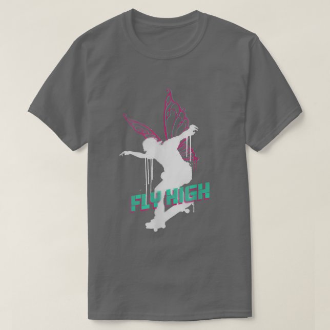 Camiseta Fly High Spray Paint Fairy Skateboarding Ac (Diseño del anverso)