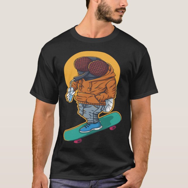 Camiseta Fly  Skateboard Flies Skateboarder Vintage Skater (Anverso)