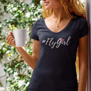 Camiseta #FlyGirl Tipografía Simple, Viajes Modernos