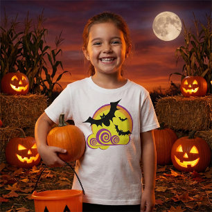 Camiseta Flying Bats Halloween Noche Full Moon Swirls