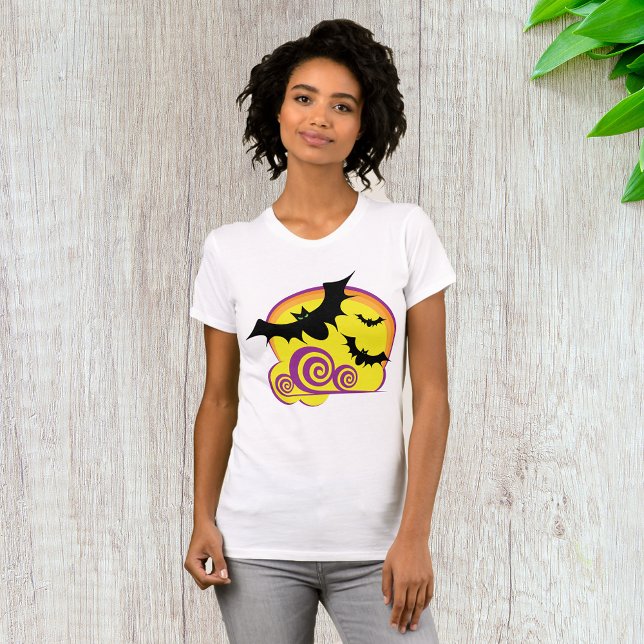 Camiseta Flying Bats Halloween Noche Full Moon Swirls (Subido por el creador)