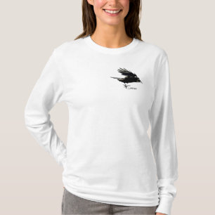 Camiseta Flying Black CROW Wildlife Art Shirt
