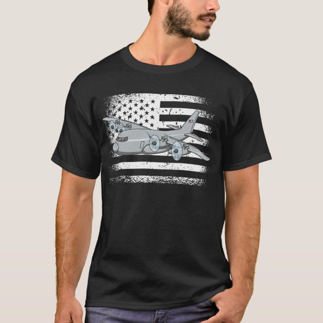 Camiseta Flying C-130 American Flag Military C130 Hércules (Anverso)
