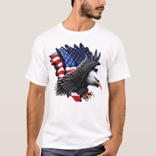 Camiseta Flying Eagle T-Shirt – Bold USA Flag Art for Men,