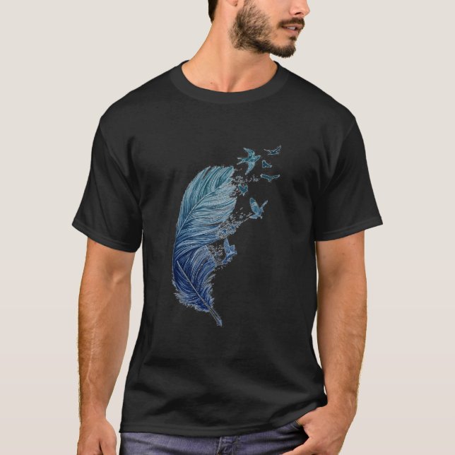 Camiseta Flying Flock Of Birds Feather Ink Bird (Anverso)