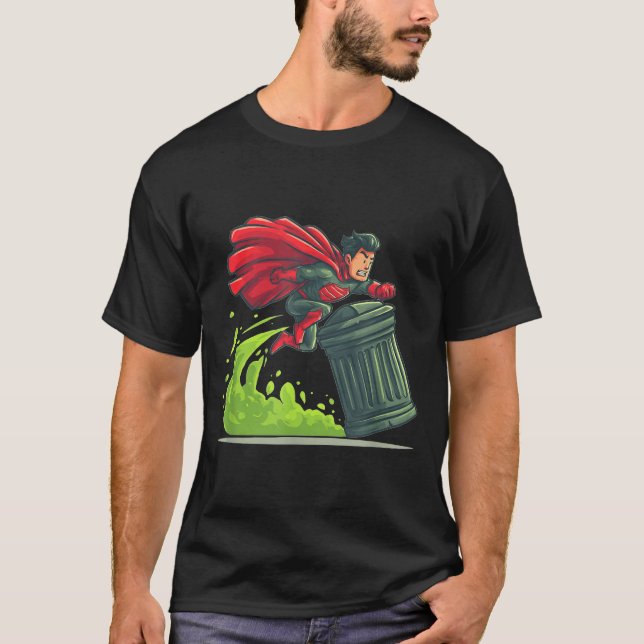 Camiseta Flying Hero With Trash Can Costume For Take Out Th (Anverso)