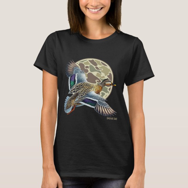 Camiseta Flying Mottled Duck Camouflage Camo Caza de Patos  (Anverso)