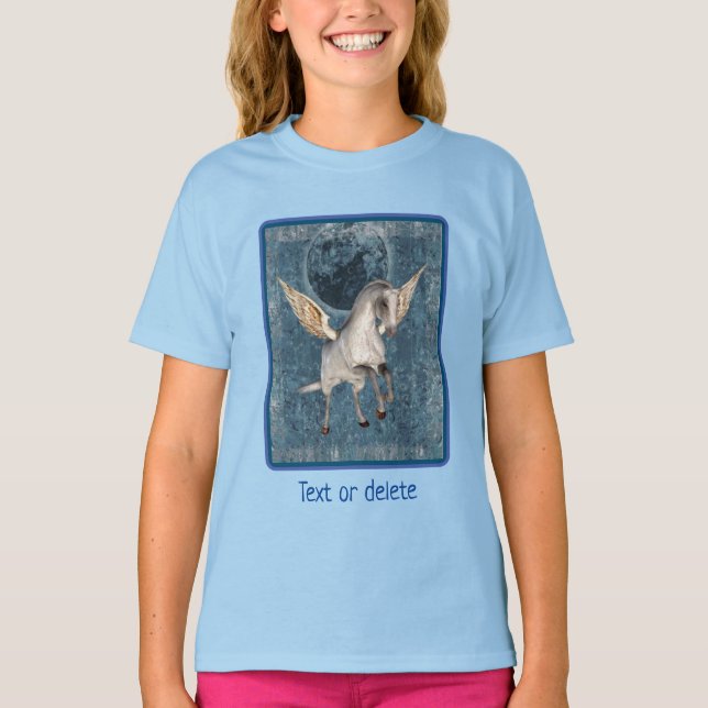 Camiseta Flying Pegasus Blue Moon Fantasy Horse Art (Anverso)