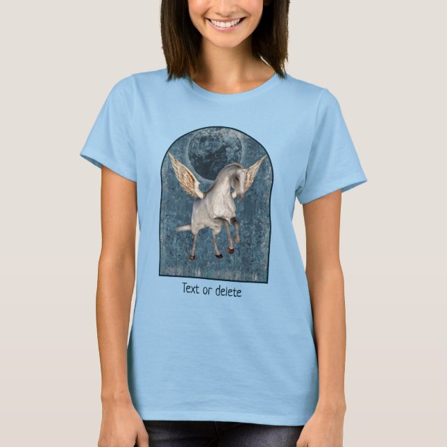 Camiseta Flying Pegasus Blue Moon Fantasy Horse Art   (Anverso)