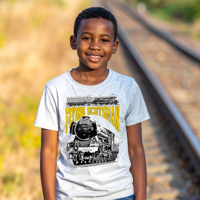 Camiseta Flying Scotsman Steam Locomotive. 1923 LNER Train (Flying Scotsman Steam Locomotive. 1923 LNER Train. Basic Boy White T-Shirt)