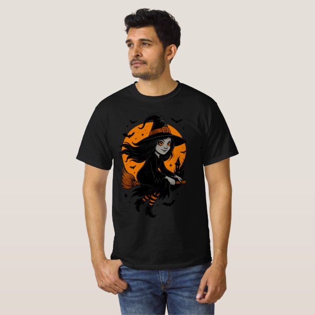 Camiseta Flying Witch with Orange Moon Art (Anverso completo)