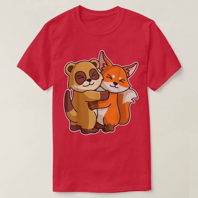 Camiseta Fo & Meerkat Hug Kawaii Cute Animals For Women Cud (Diseño del anverso)