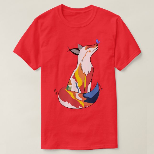 Camiseta Fo Rojo Y Mariposa Cubierta (Diseño del anverso)