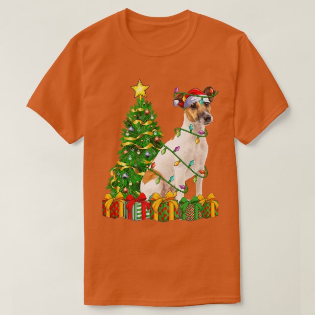 Camiseta Fo Terrier Xmas Lighter Árbol Santa Fo Terrier Chr (Diseño del anverso)