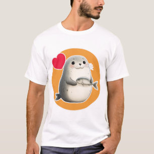 Camiseta Foca Adorable con Pescado